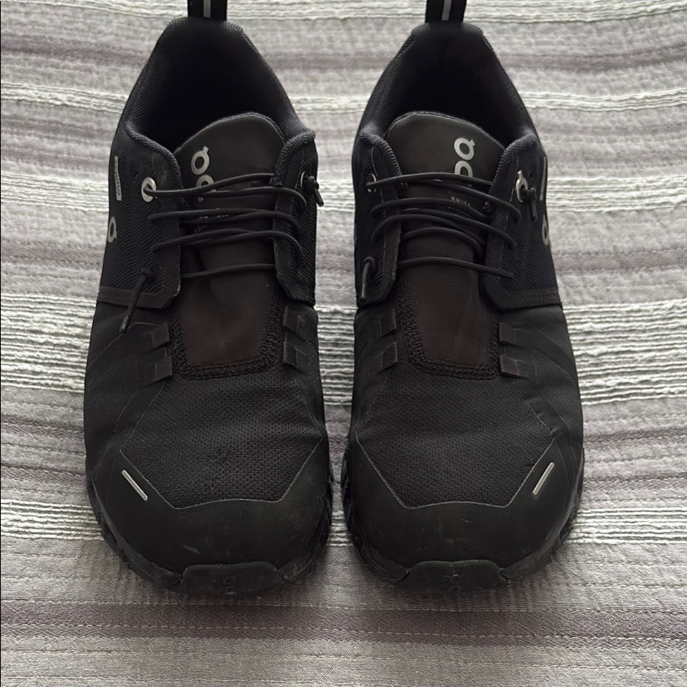 On Running Waterproof Black Athletic Shoes with Quick-Lace System
